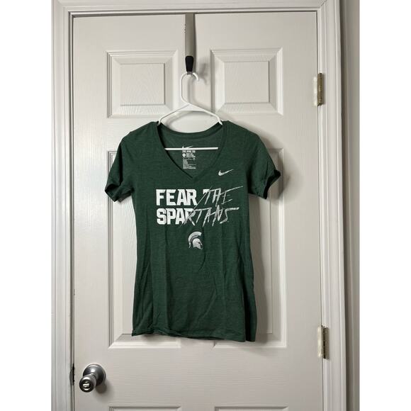 Nike Michigan State University Fear the Spartans V-Neck Woman’s Shirt Sz: small - Picture 1 of 5